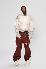 FLYERRER Distressed Detachable-Hood Glove-Sleeve Hoodie