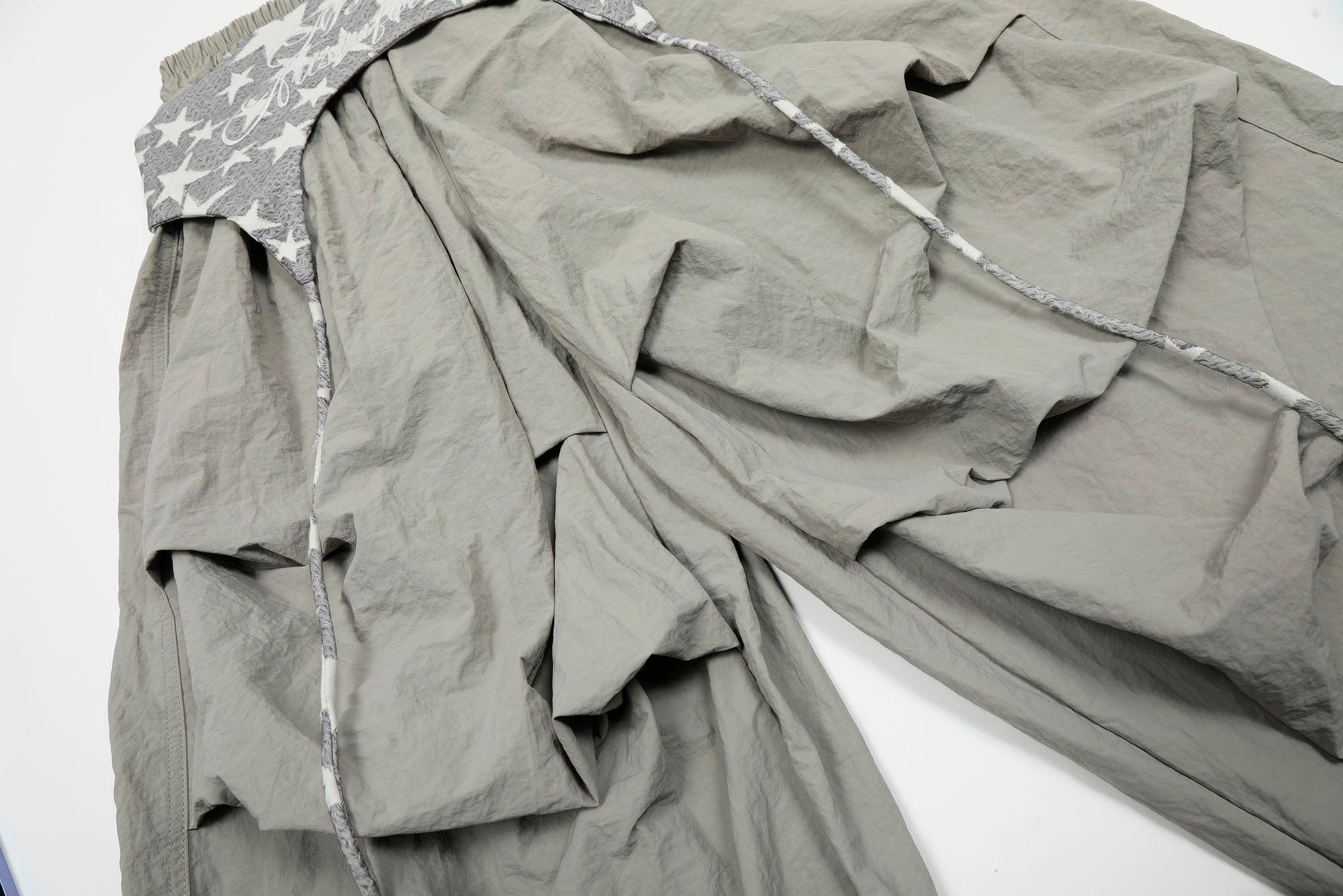 CLP Layered Crinkled Waist-Panel Parachute Pants
