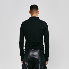 FLYERRER Gothic Script Graphic Asymmetrical Button Long-Sleeve Tee