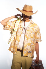TRECLUB Floral Full-Print Cuban Half Shirt