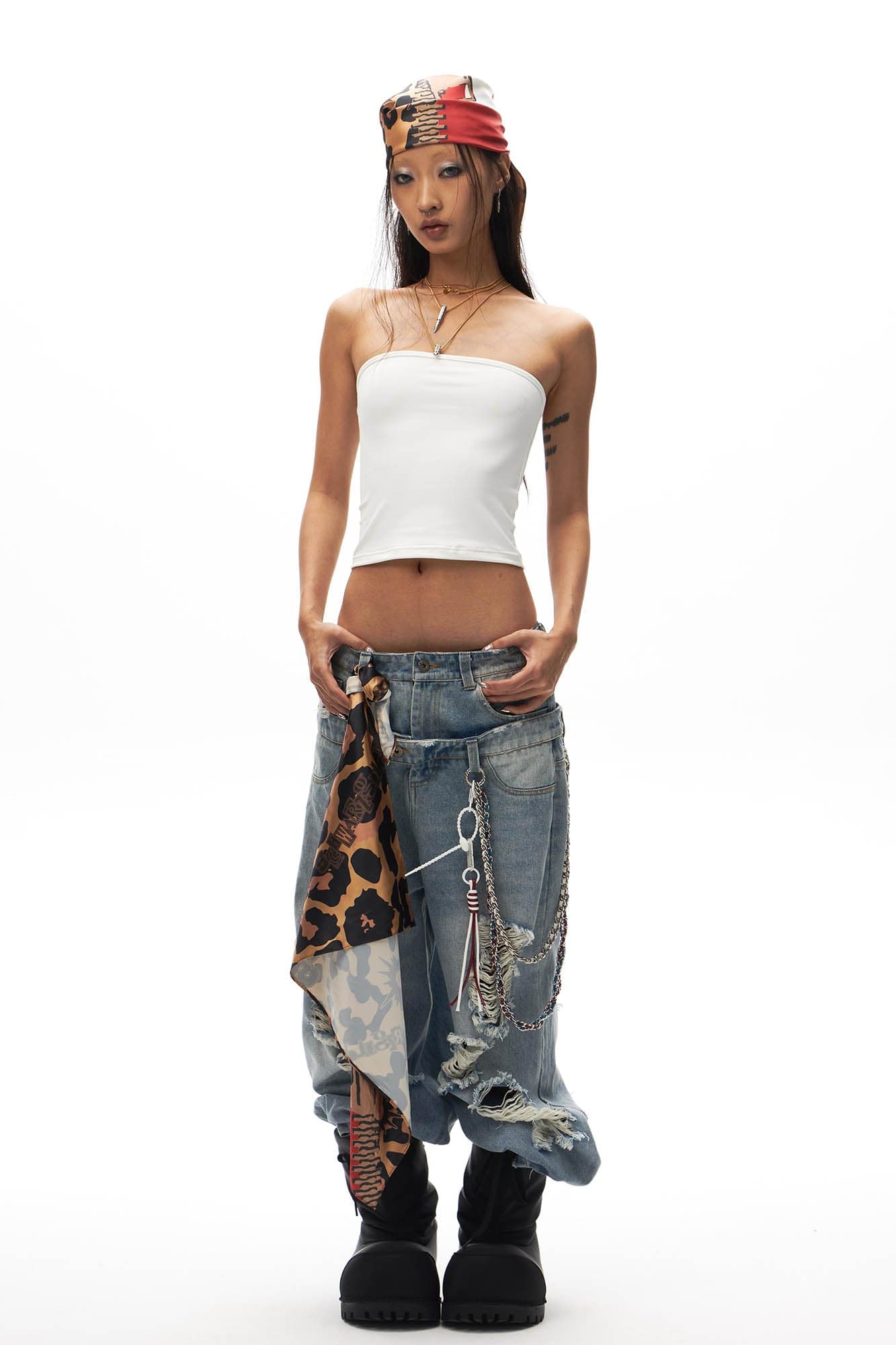 SCHWARZGOLD Leopard Union Flag Full-Printed Headscarf