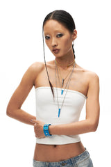 SCHWARZGOLD Layered Bullet Pendant Necklace Blue