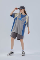 ERROR CODE ROBOT Retro Contrast Spliced Oversized T-Shirt