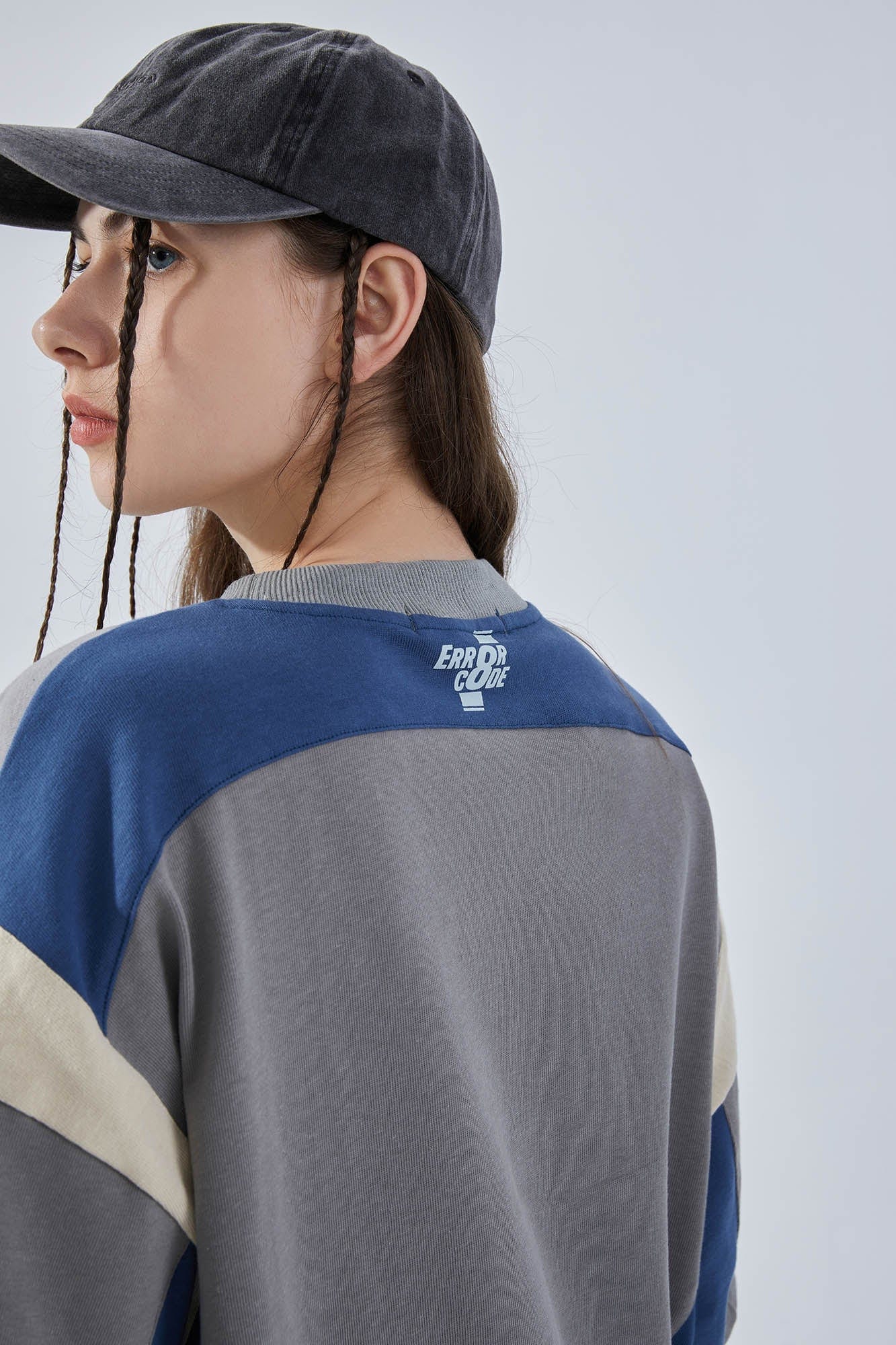 ERROR CODE ROBOT Retro Contrast Spliced Oversized T-Shirt