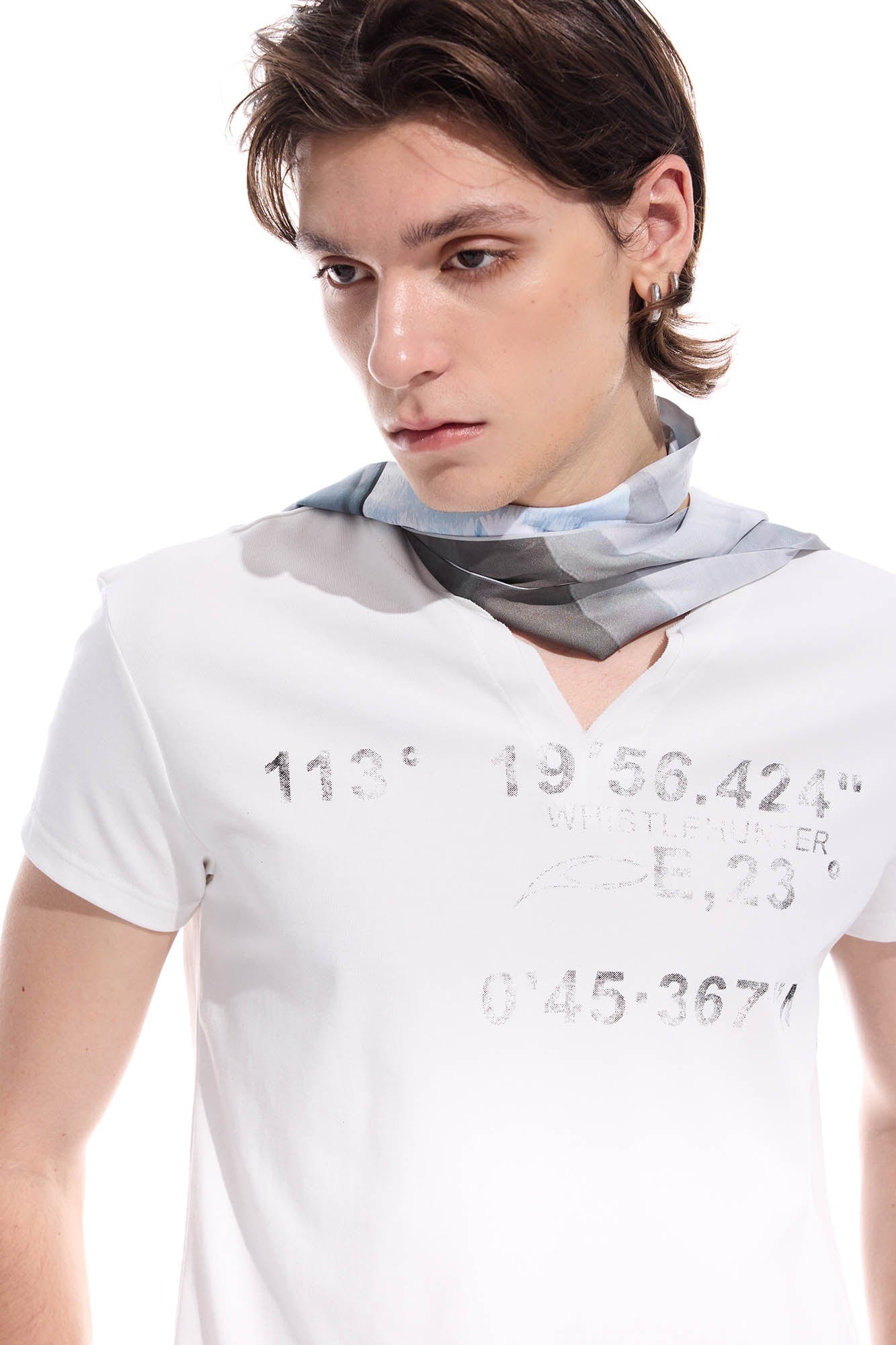 WHISTLEHUNTER Distressed Coordinate V-Neck T-Shirt