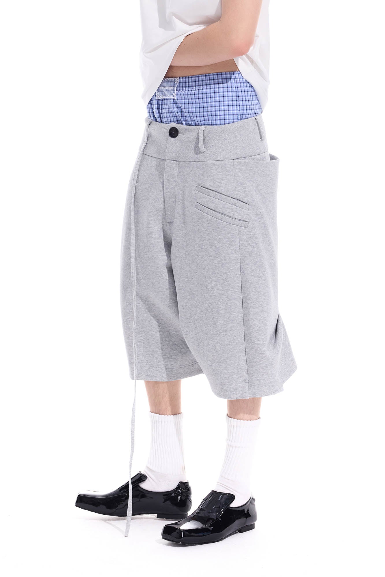WHISTLEHUNTER Layered Crinkled Strap Shorts