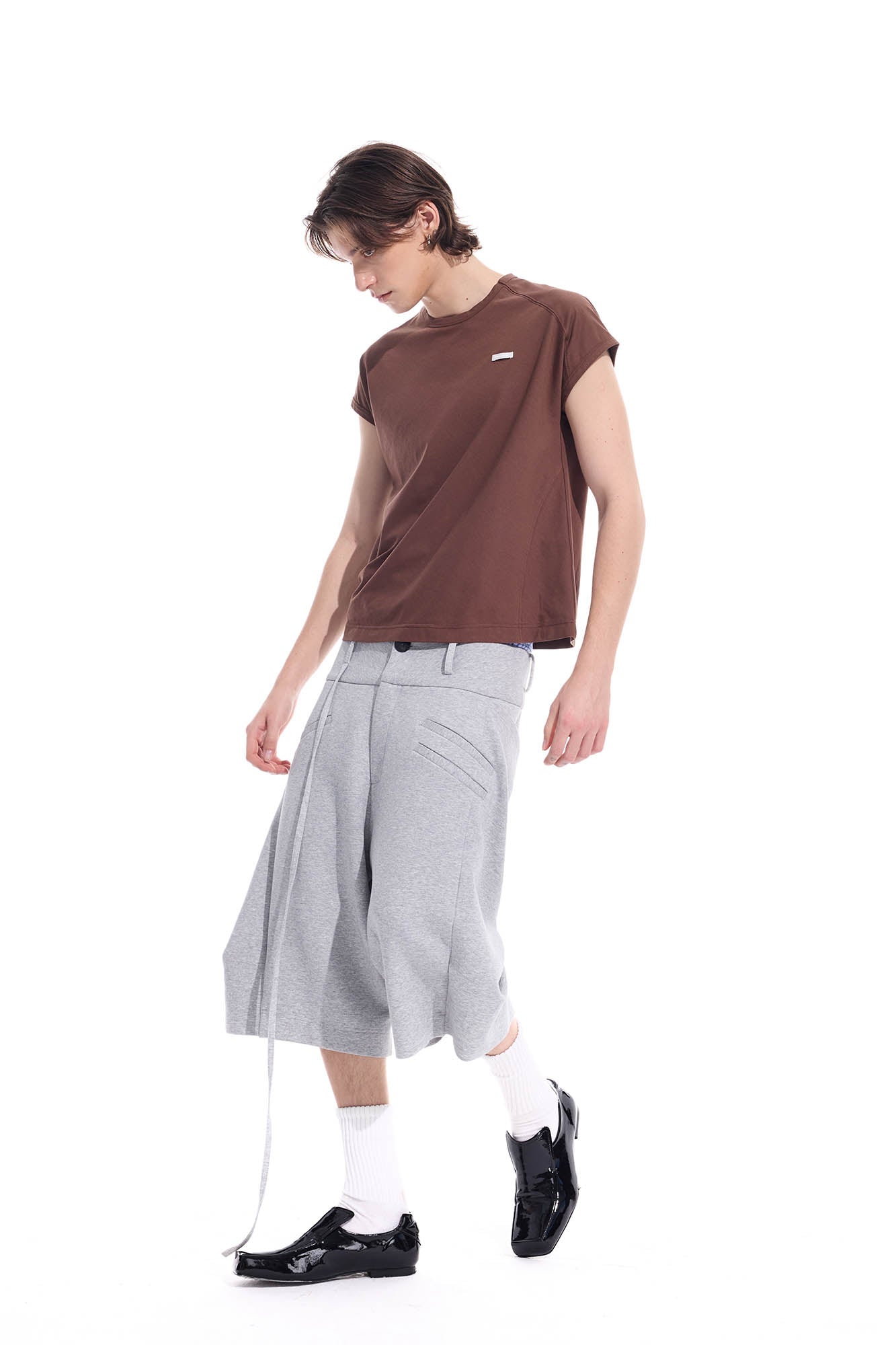 WHISTLEHUNTER Layered Crinkled Strap Shorts