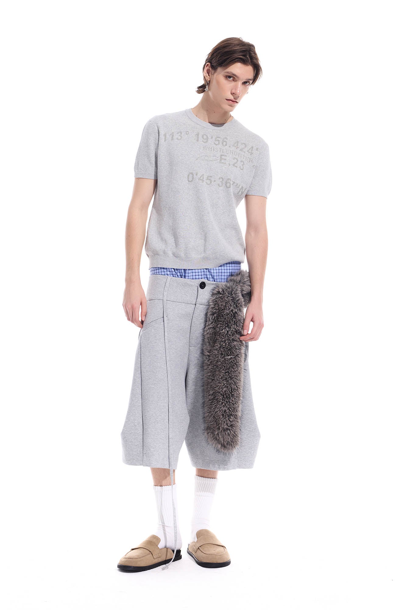 WHISTLEHUNTER Distressed Coordinates Knit T-Shirt