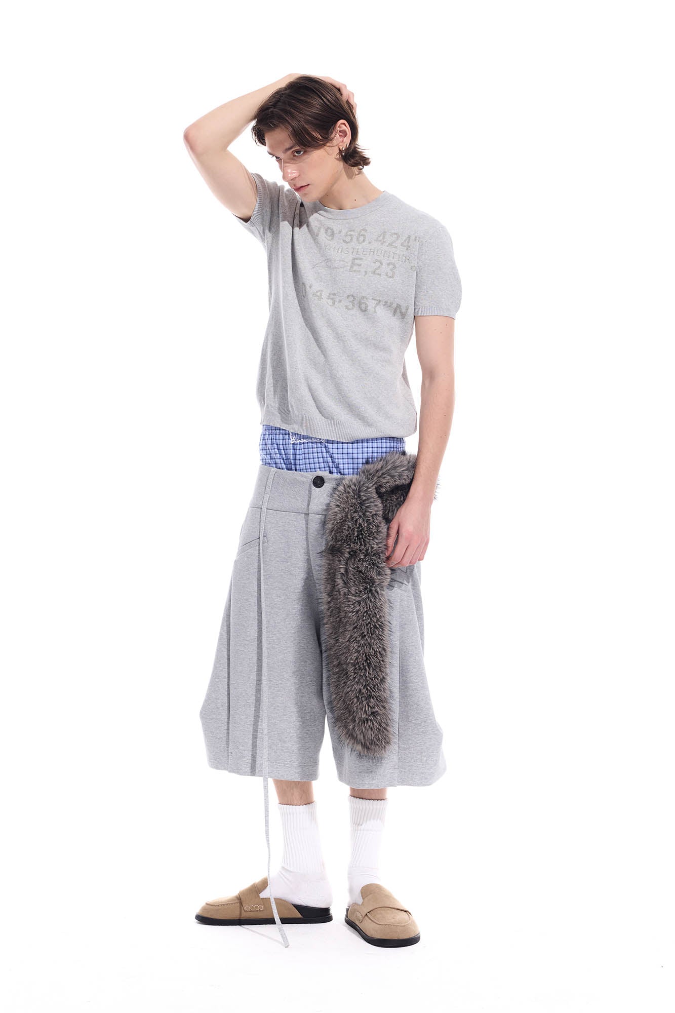 WHISTLEHUNTER Distressed Coordinates Knit T-Shirt