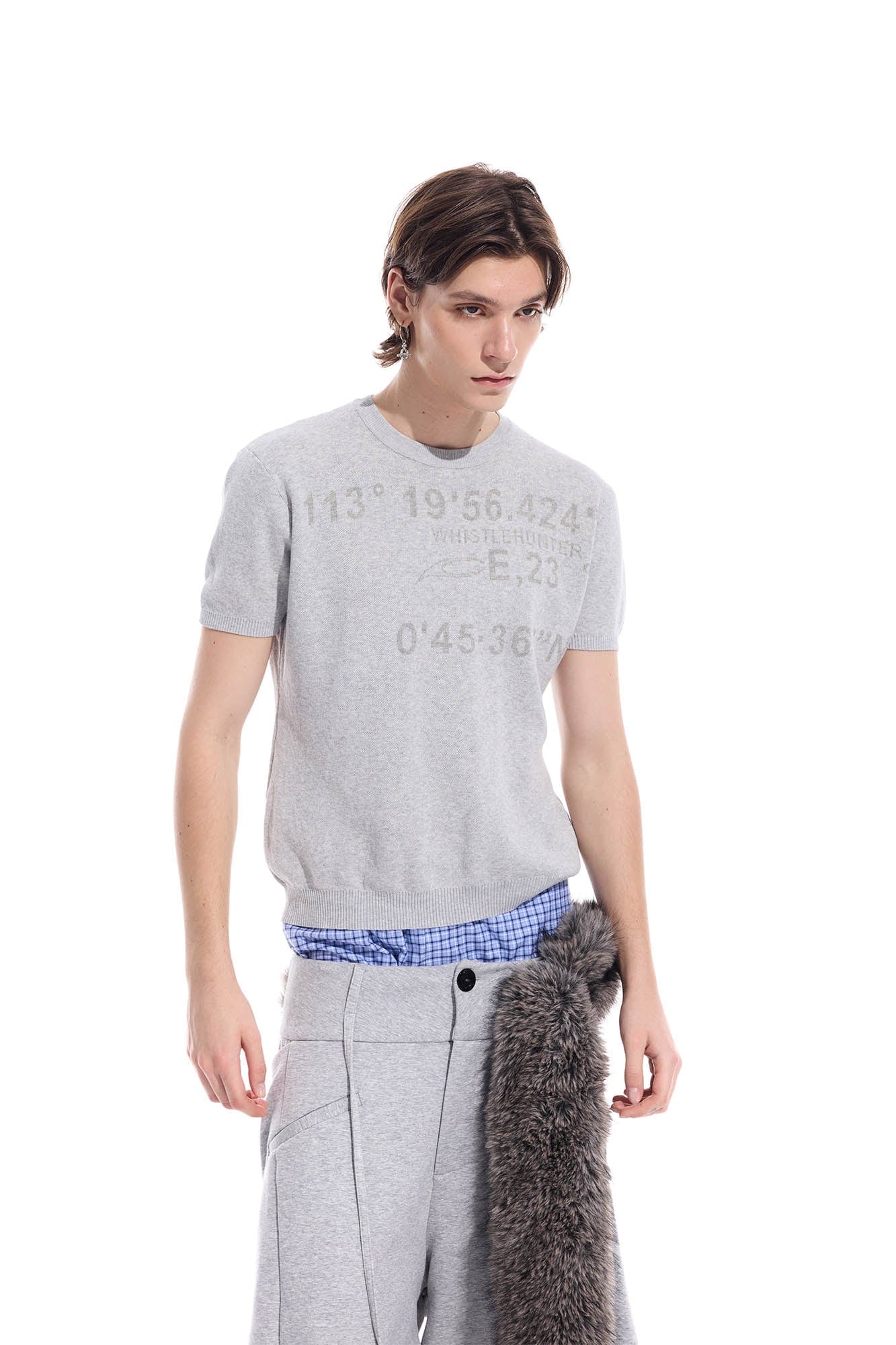 WHISTLEHUNTER Distressed Coordinates Knit T-Shirt