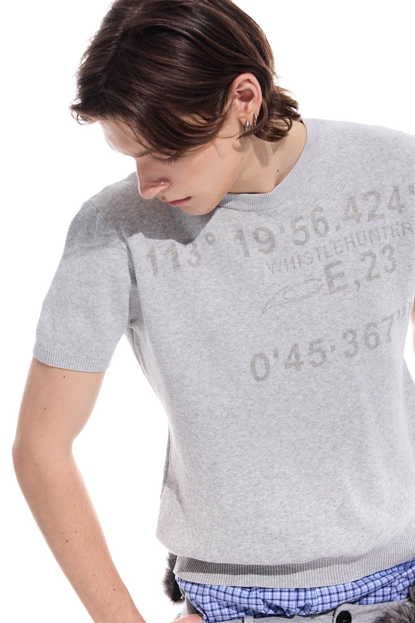 WHISTLEHUNTER Distressed Coordinates Knit T-Shirt