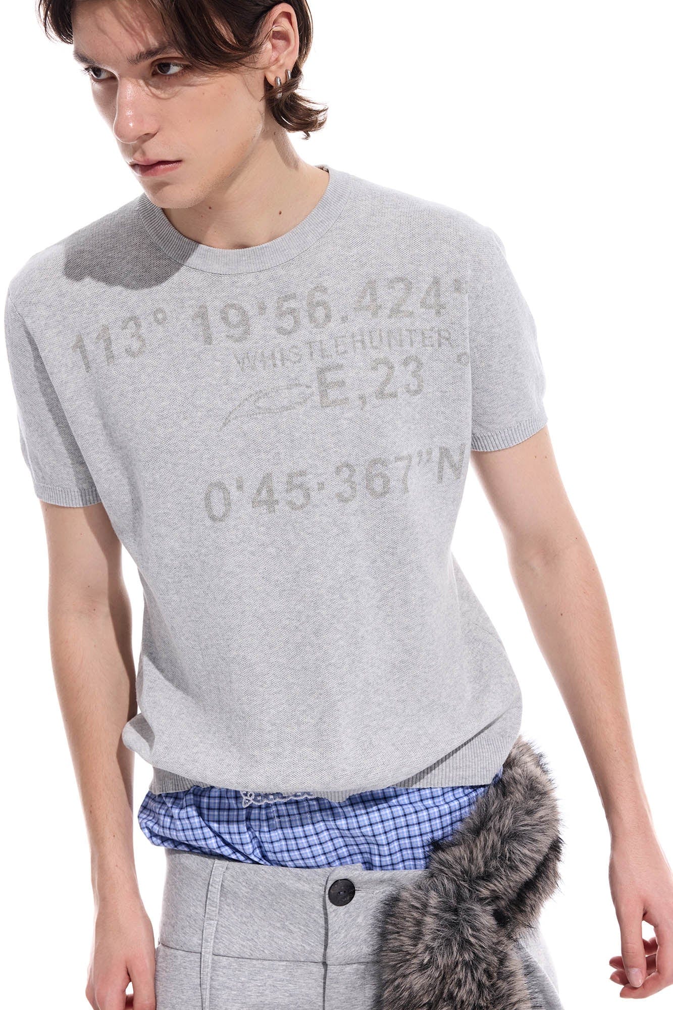 WHISTLEHUNTER Distressed Coordinates Knit T-Shirt