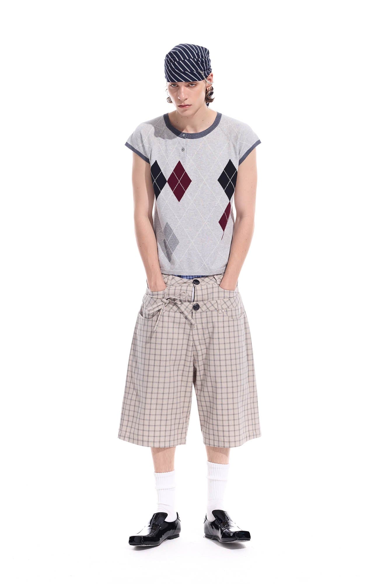 WHISTLEHUNTER Plaid Double-Waist Strap Shorts
