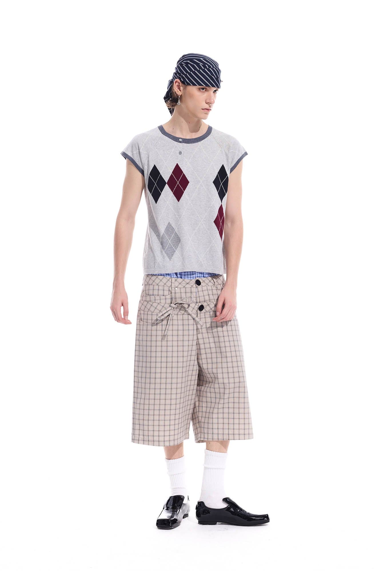 WHISTLEHUNTER Plaid Double-Waist Strap Shorts