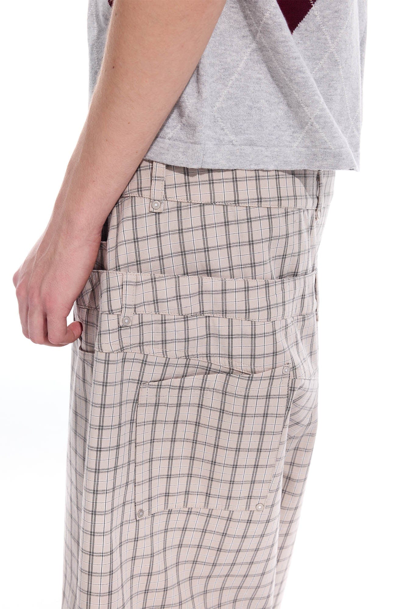 WHISTLEHUNTER Plaid Double-Waist Strap Shorts