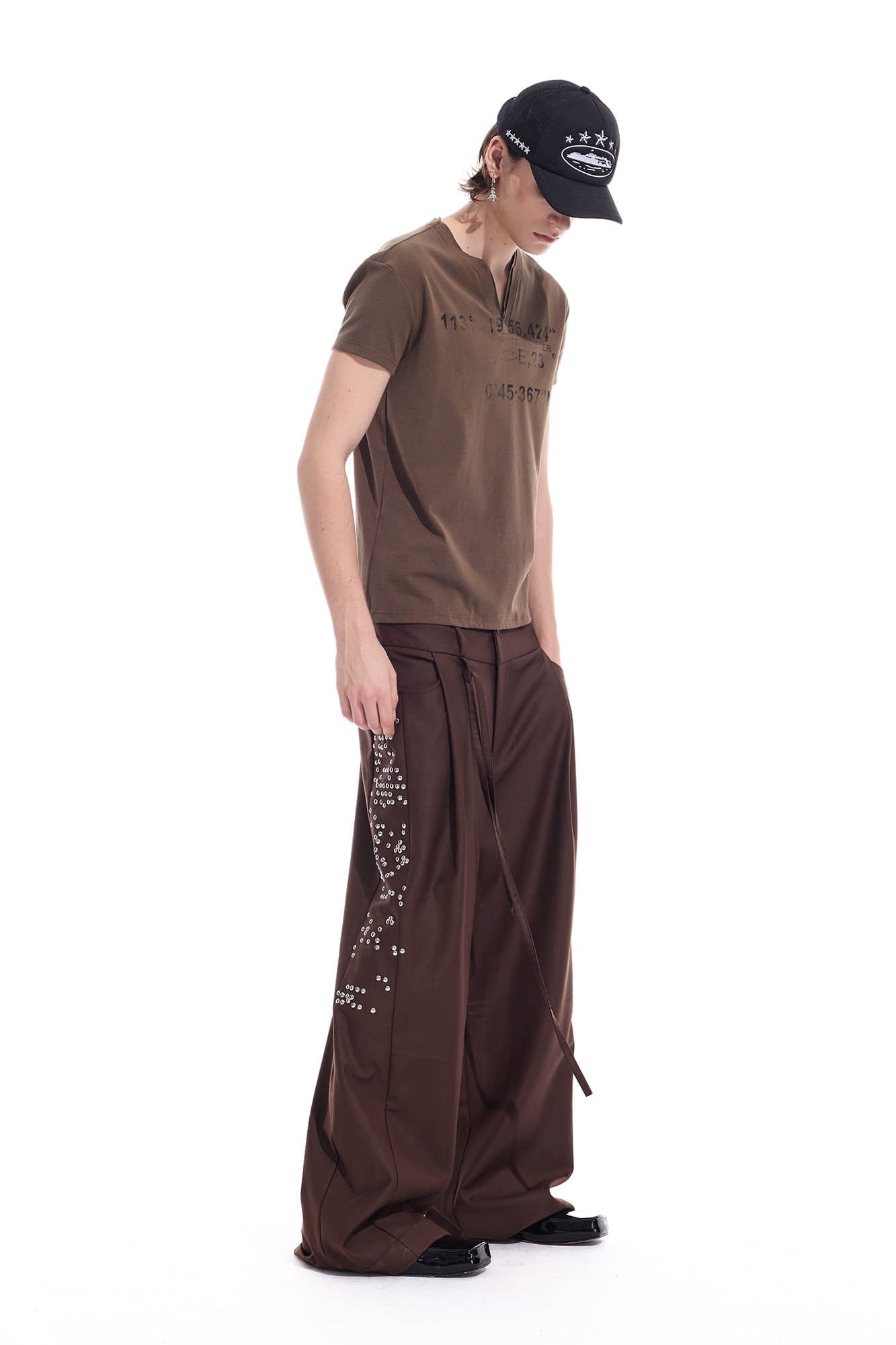 WHISTLEHUNTER Studded-Side Strap Straight-Leg Pants