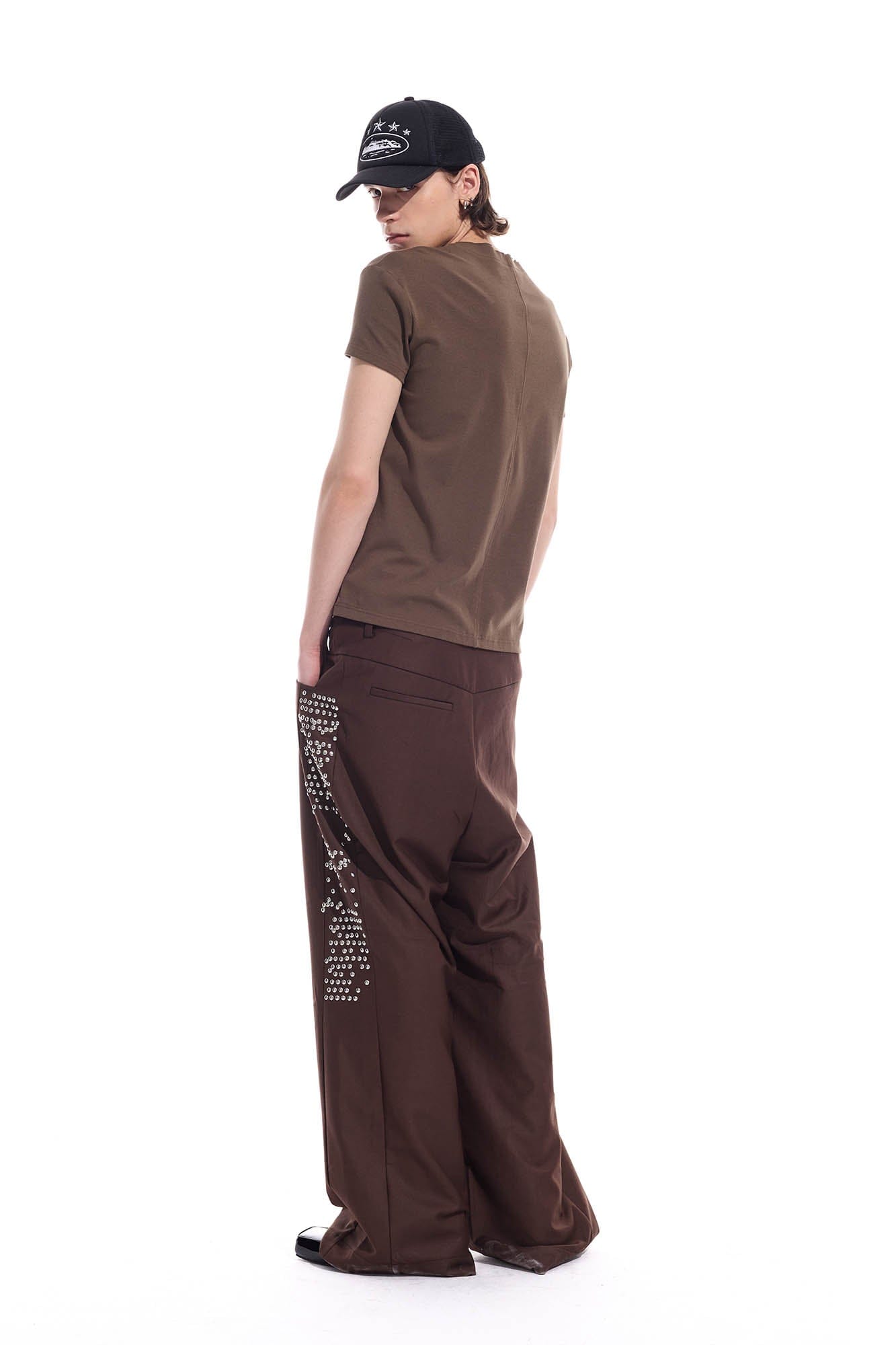 WHISTLEHUNTER Distressed Coordinate V-Neck T-Shirt