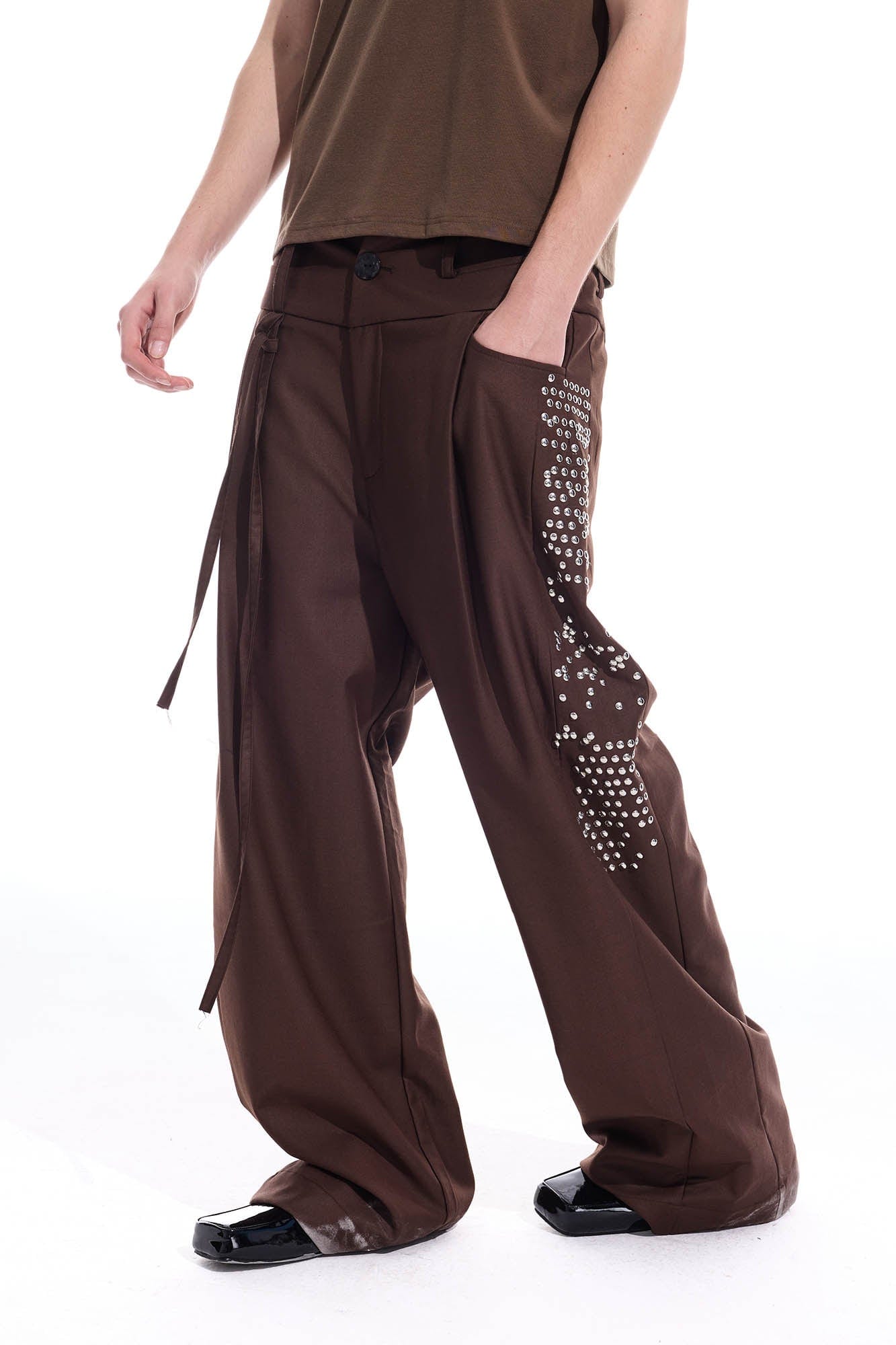 WHISTLEHUNTER Studded-Side Strap Straight-Leg Pants