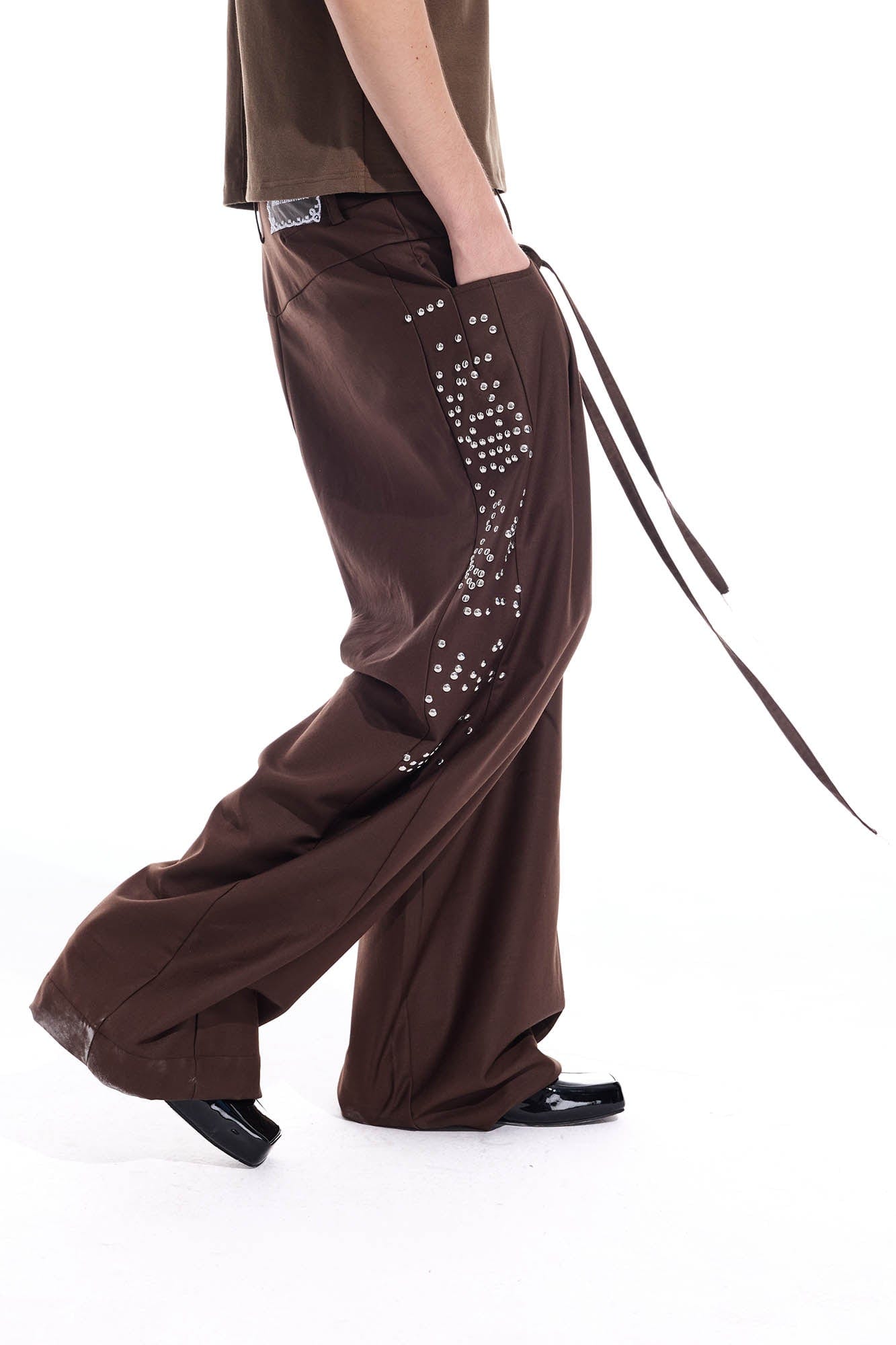 WHISTLEHUNTER Studded-Side Strap Straight-Leg Pants