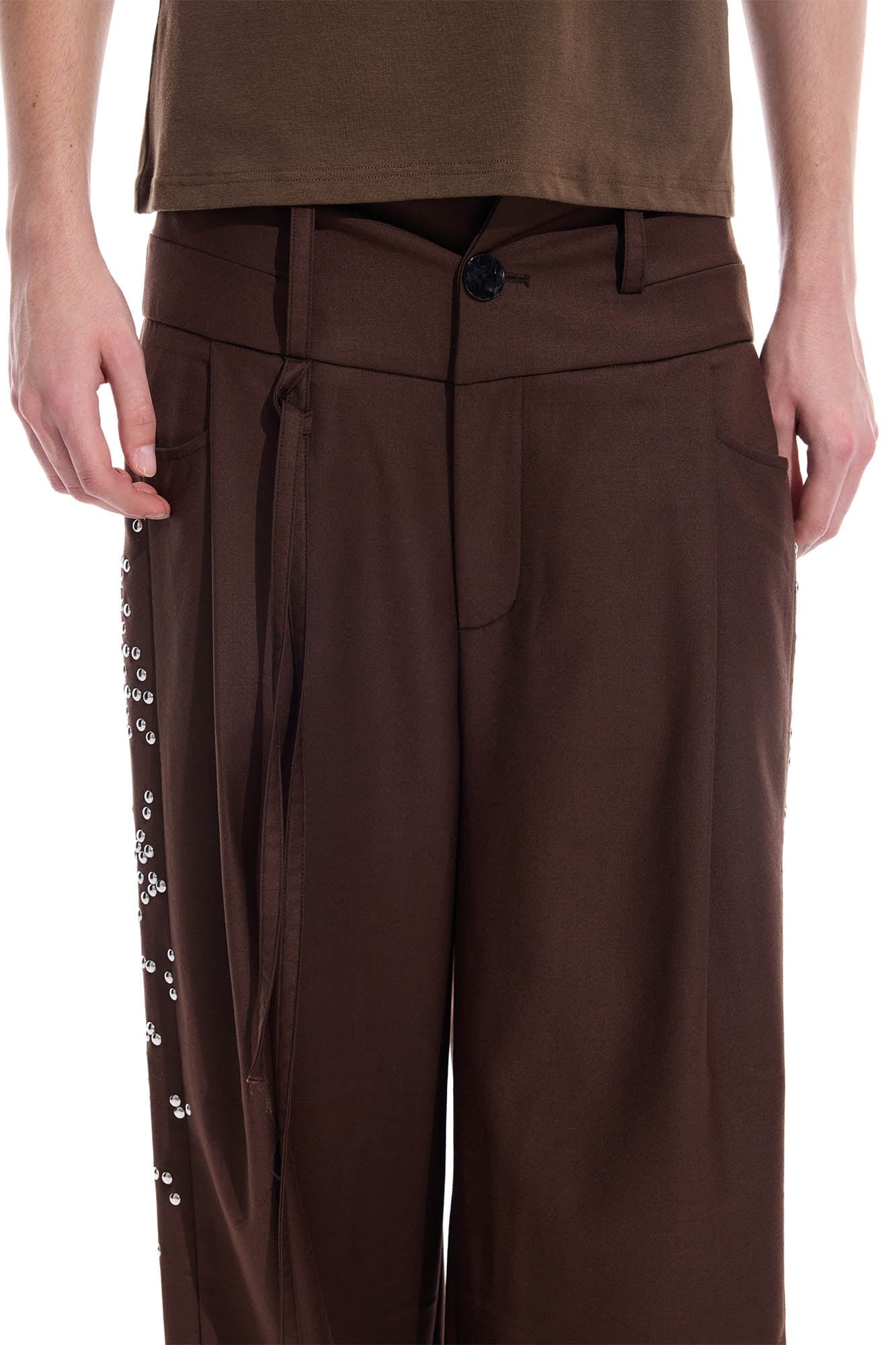 WHISTLEHUNTER Studded-Side Strap Straight-Leg Pants
