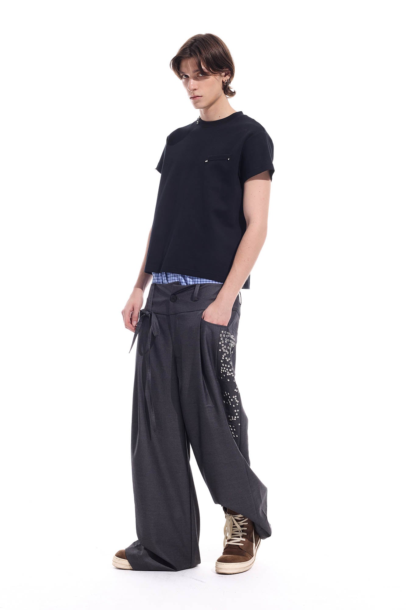 WHISTLEHUNTER Studded-Side Strap Straight-Leg Pants