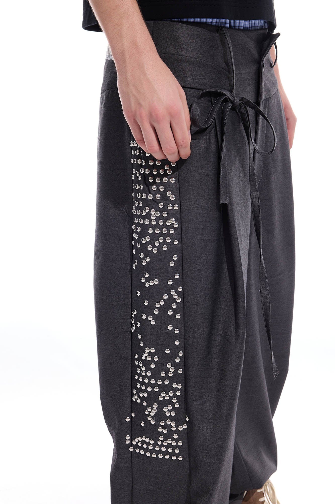 WHISTLEHUNTER Studded-Side Strap Straight-Leg Pants