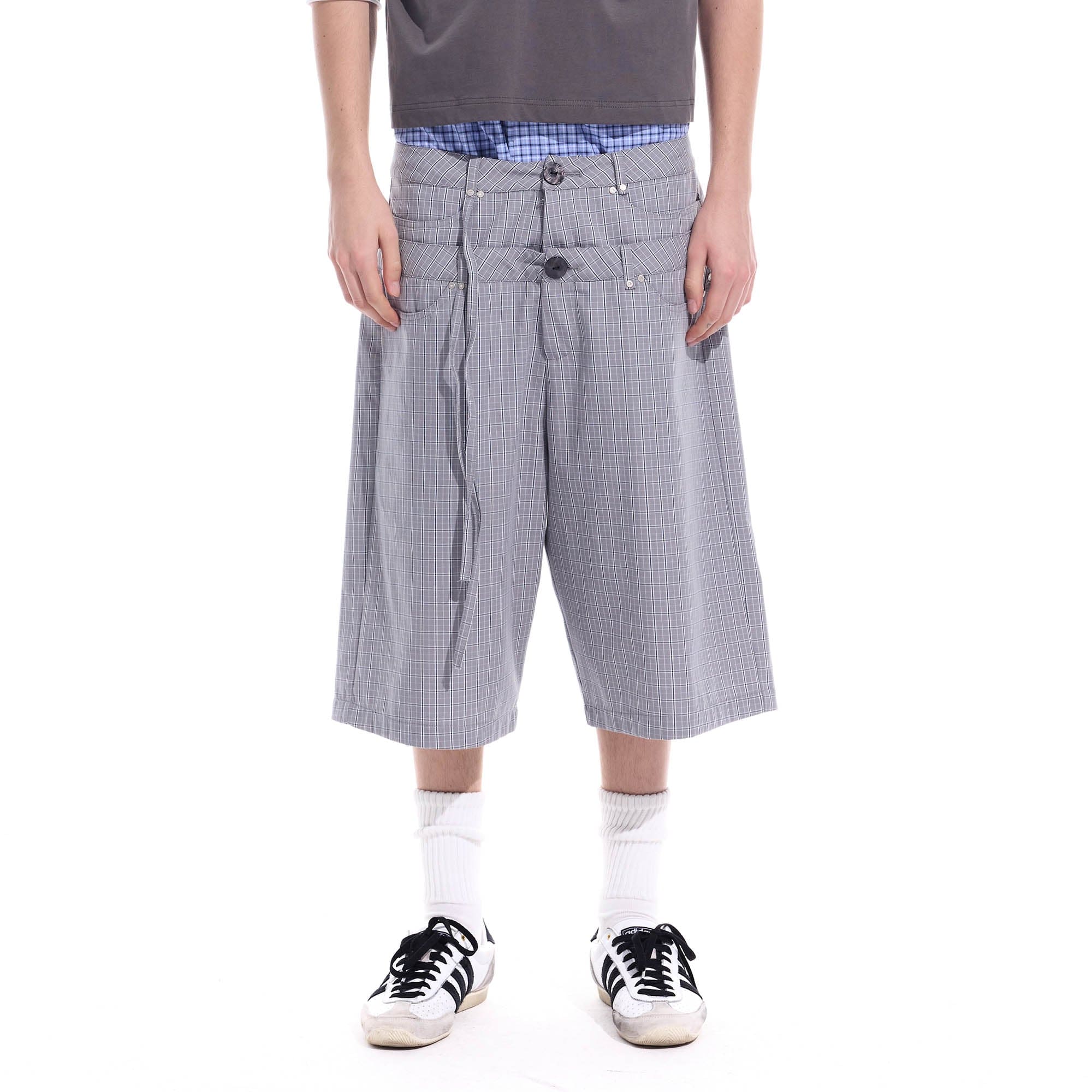 WHISTLEHUNTER Plaid Double-Waist Strap Shorts