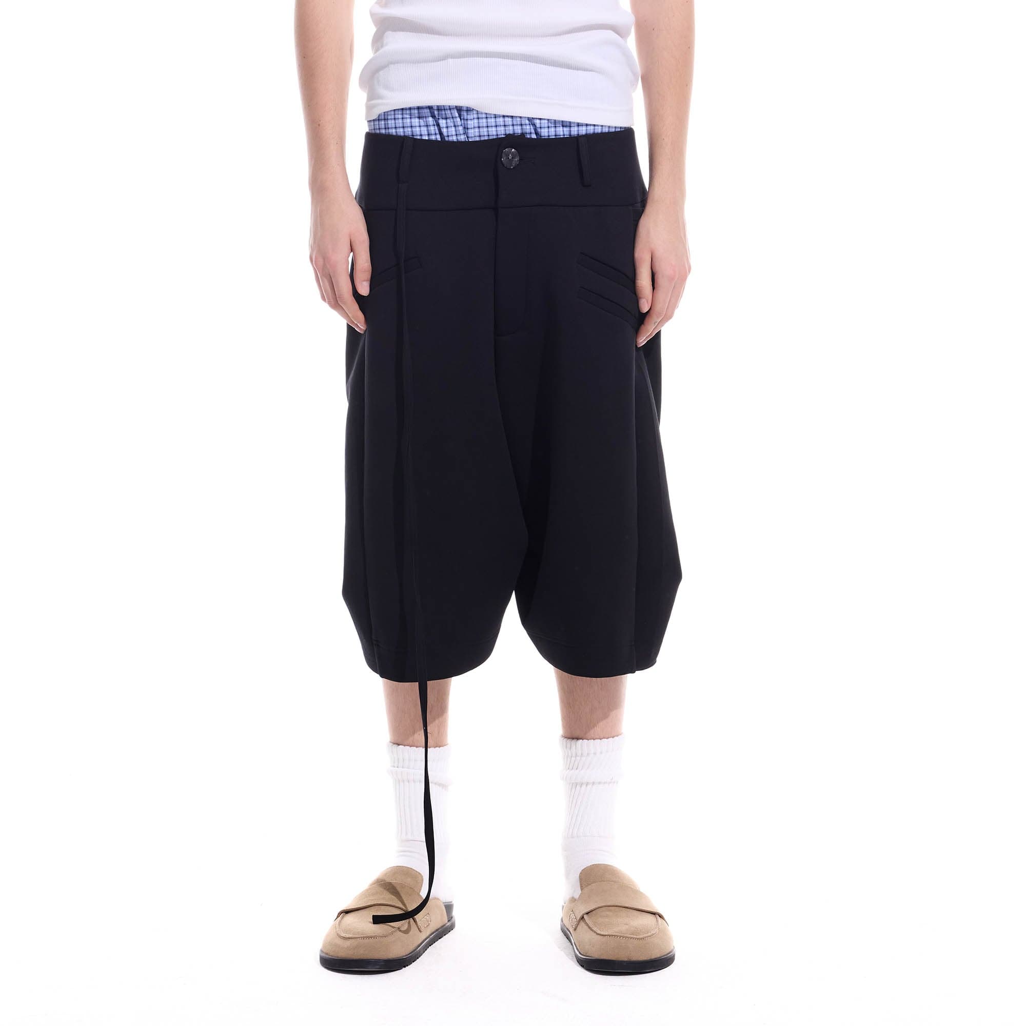 WHISTLEHUNTER Layered Crinkled Strap Shorts