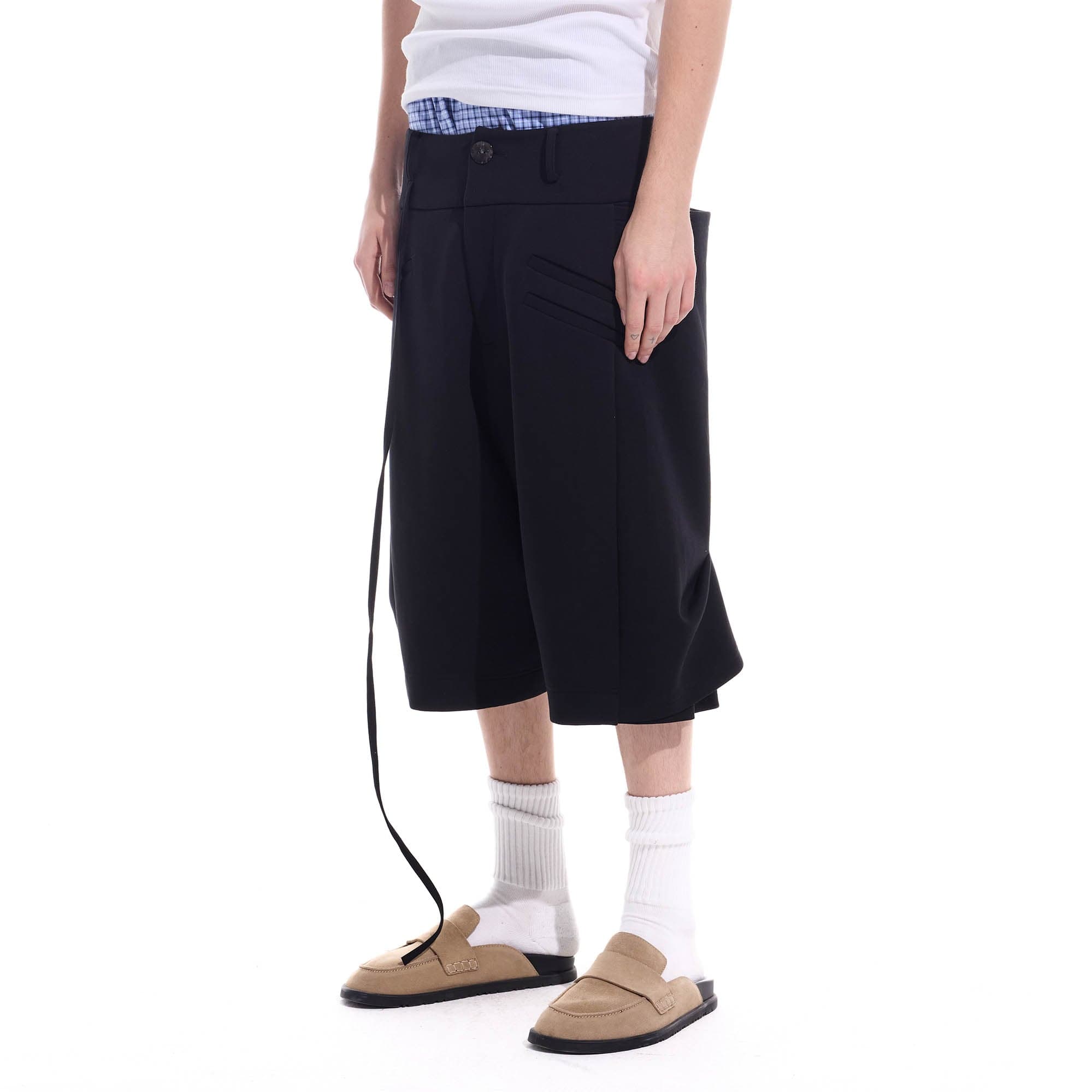 WHISTLEHUNTER Layered Crinkled Strap Shorts