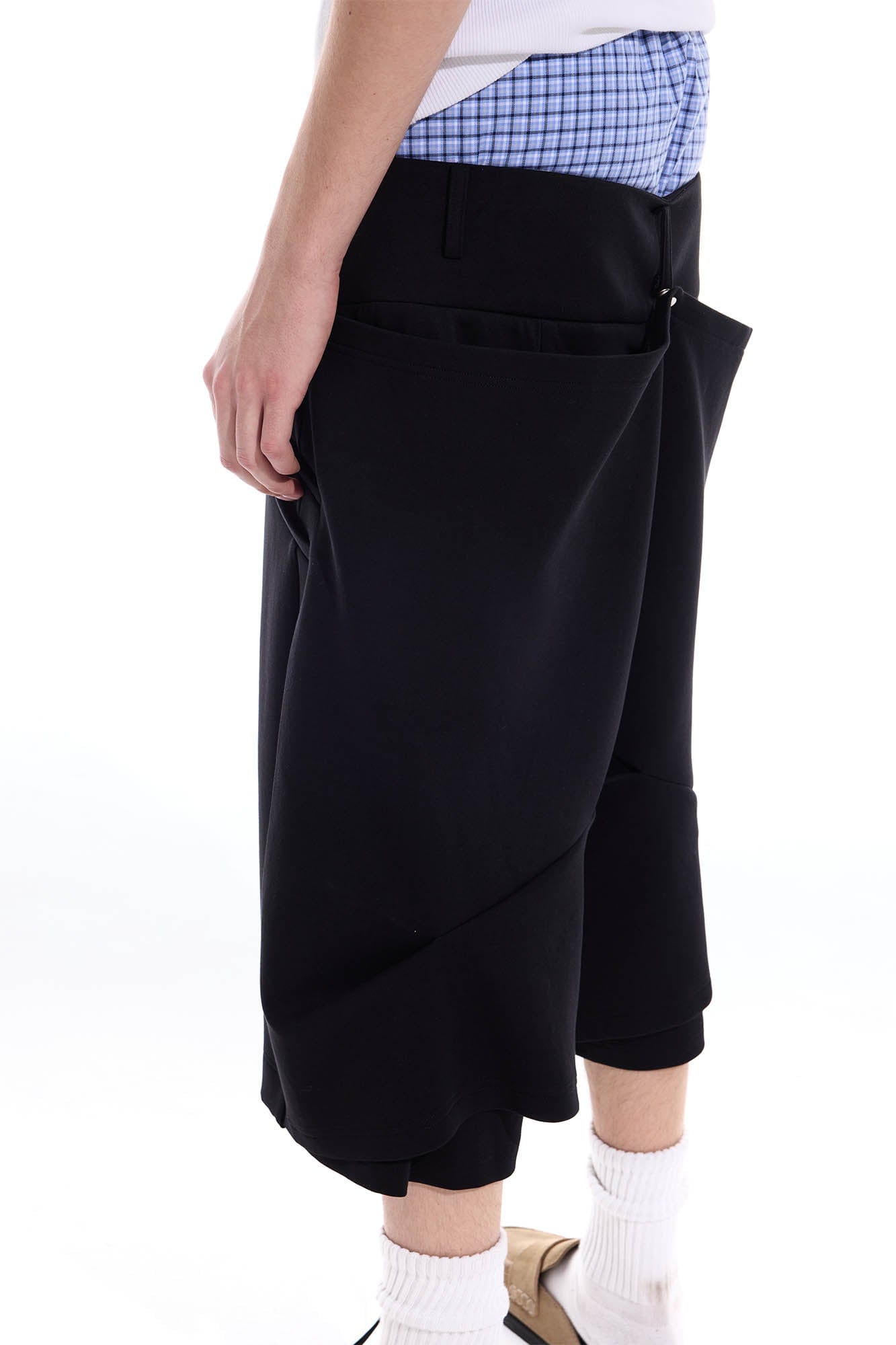 WHISTLEHUNTER Layered Crinkled Strap Shorts