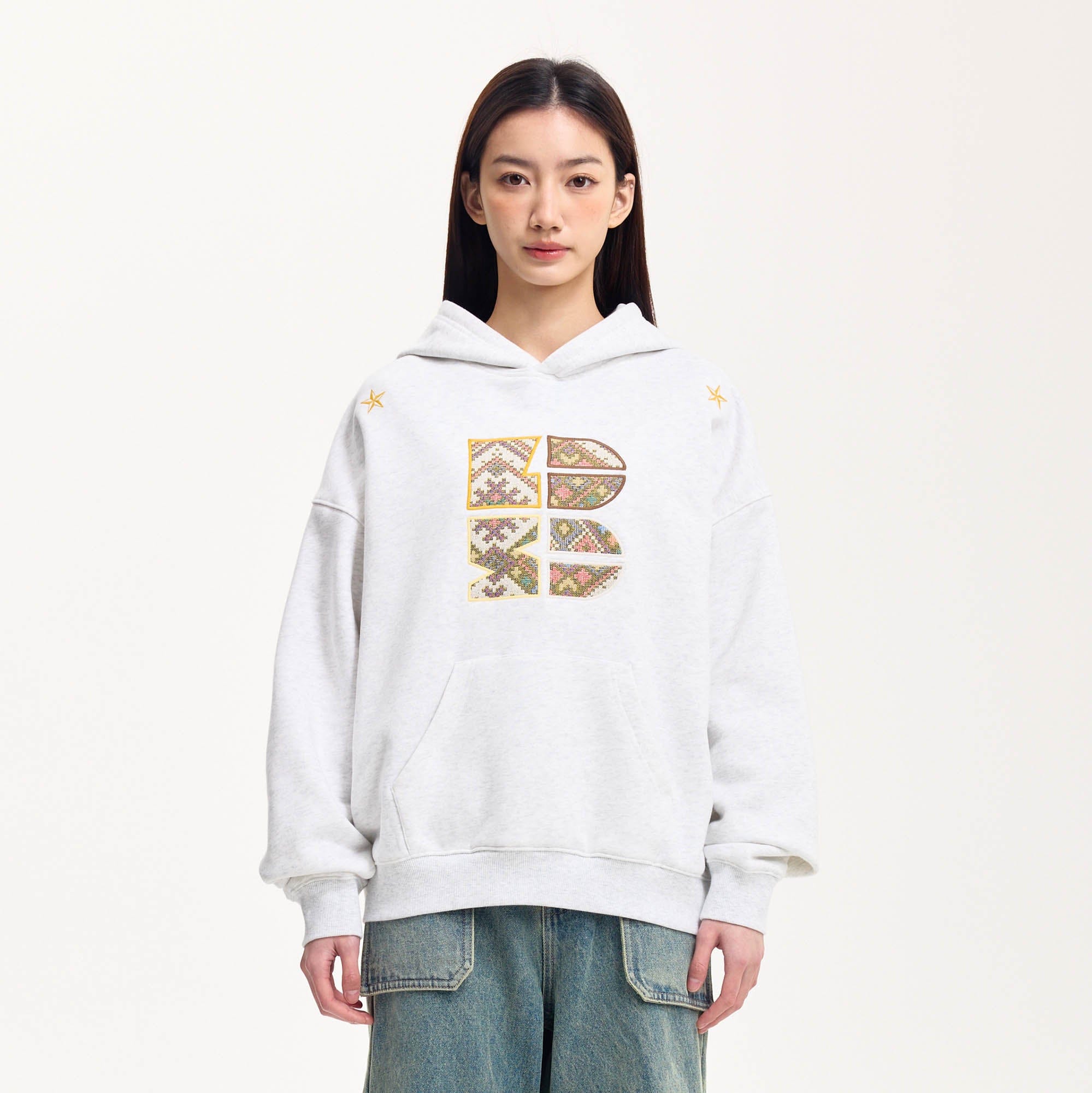 BONELESS Tribal Jacquard LOGO Patch Embroidered Hoodie