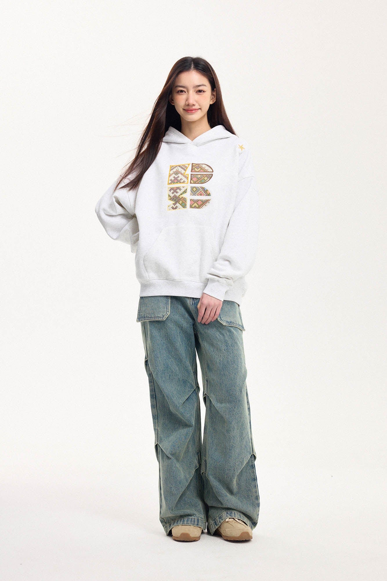BONELESS Tribal Jacquard LOGO Patch Embroidered Hoodie