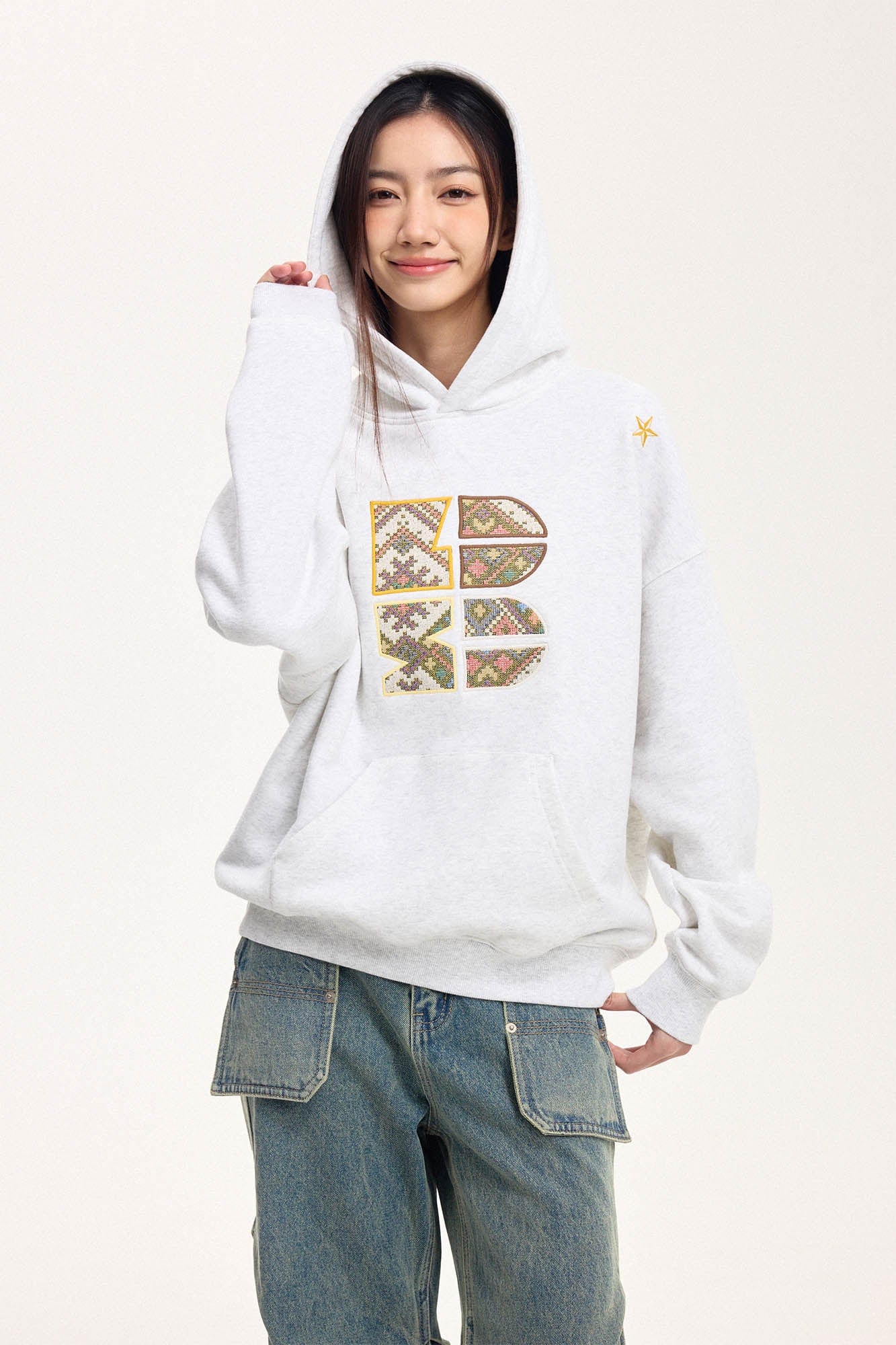 BONELESS Tribal Jacquard LOGO Patch Embroidered Hoodie