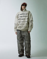 F2CE Distressed Layered Slogan Hoodie
