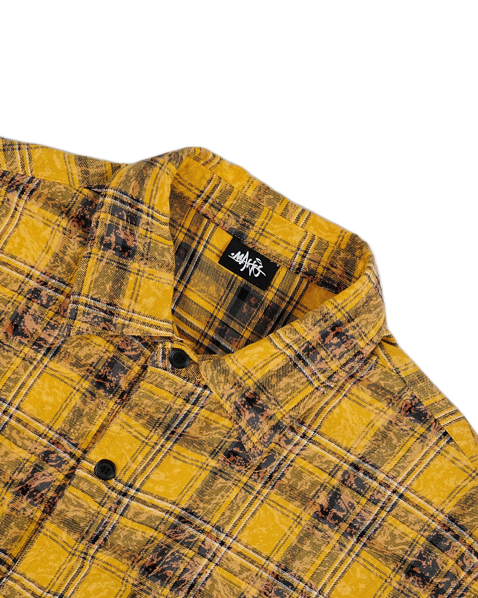 MAKEMORE Retro Plaid Shirt Yellow