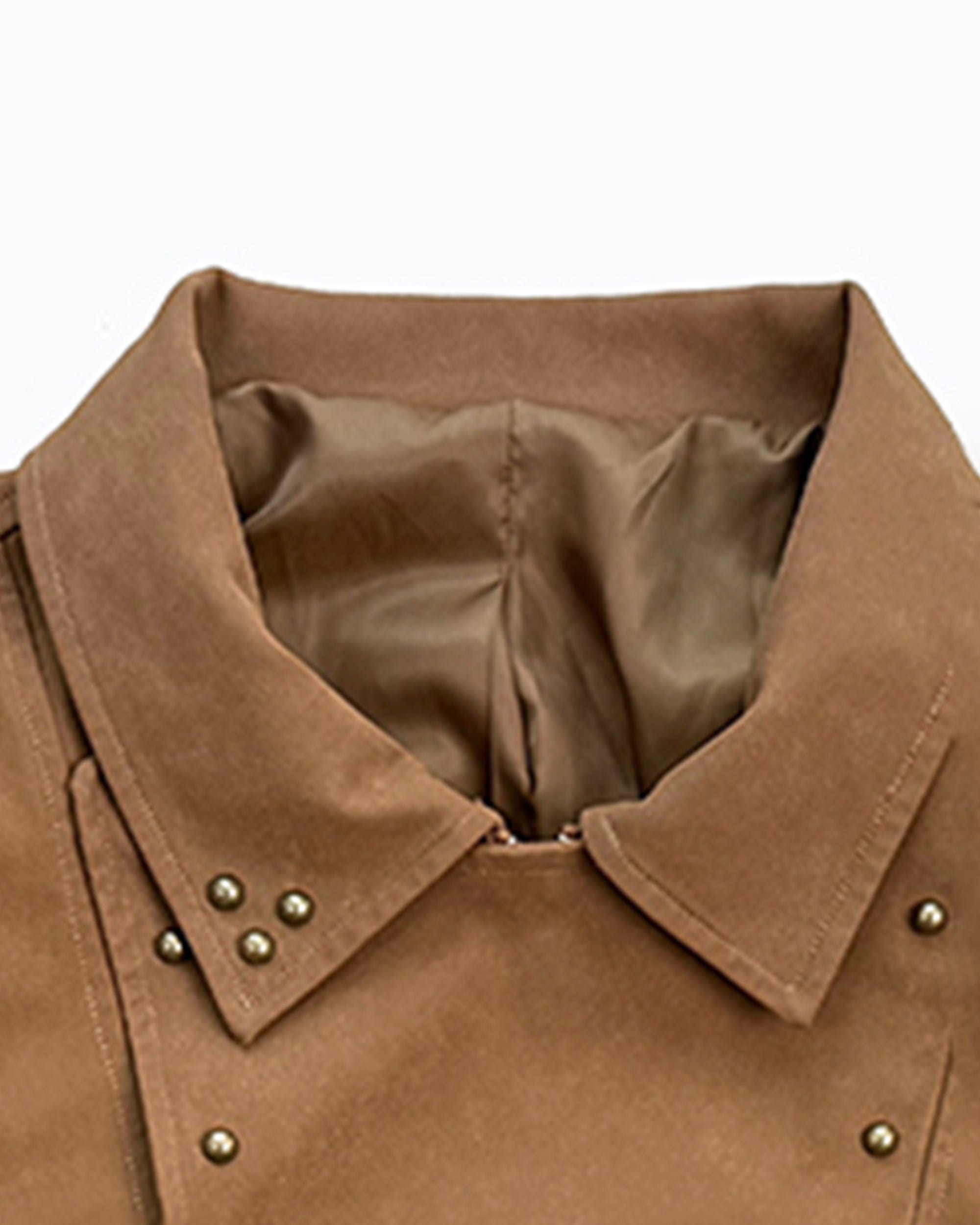 RICHILL Faux Suede Asymmetrical Zipper Rivet Jacket