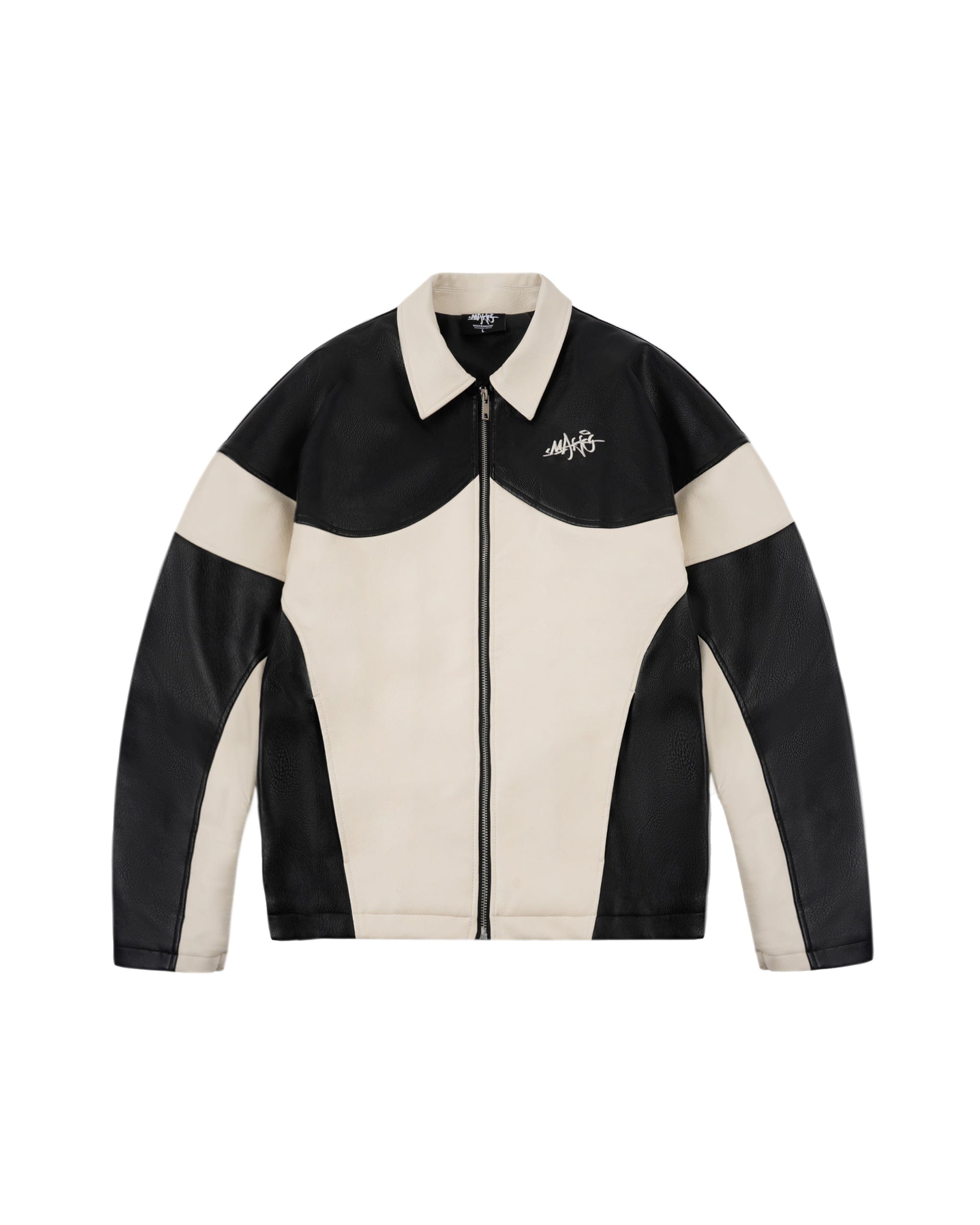 MAKEMORE Modern Deconstructed PU Zip-Up Jacket
