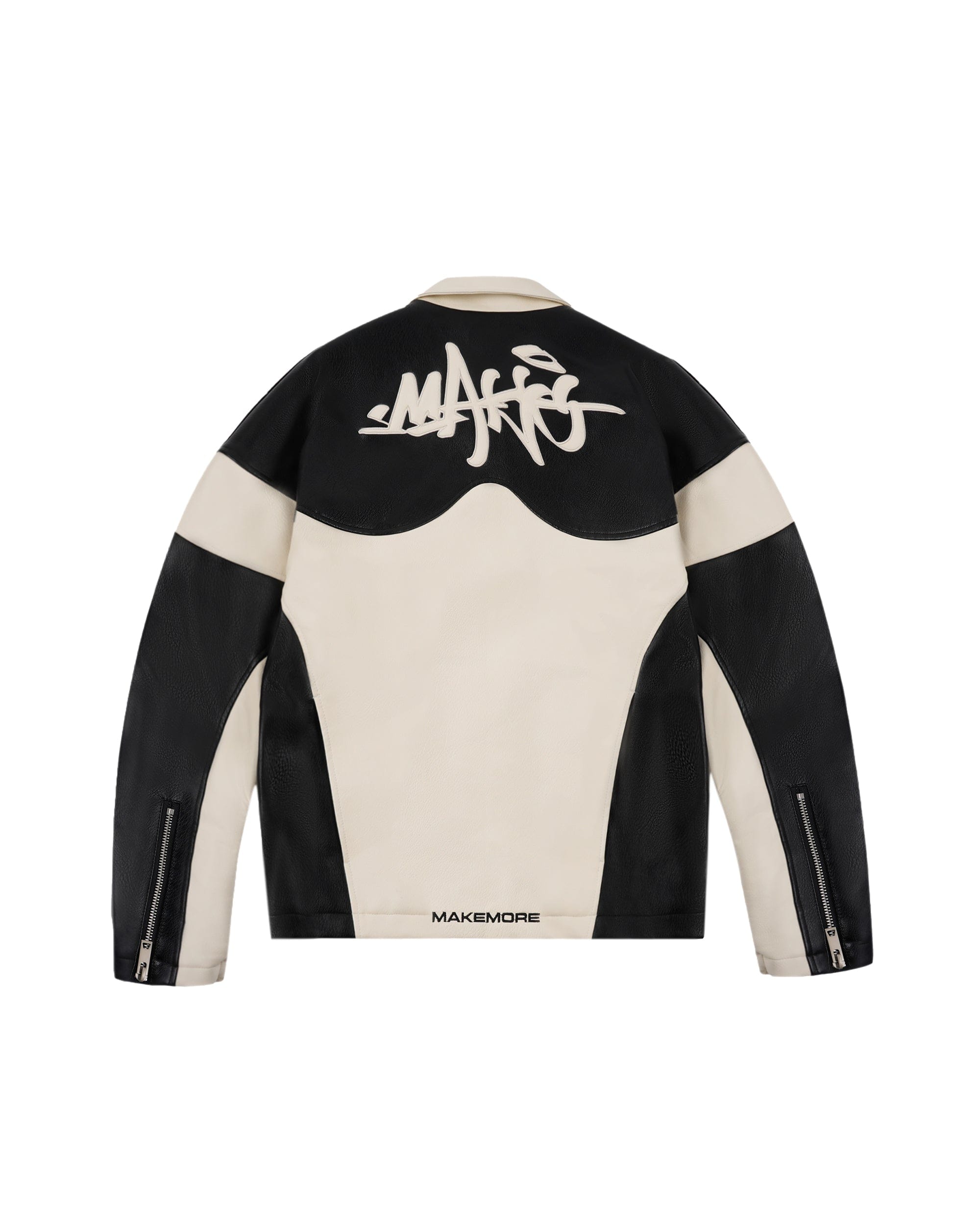 MAKEMORE Modern Deconstructed PU Zip-Up Jacket