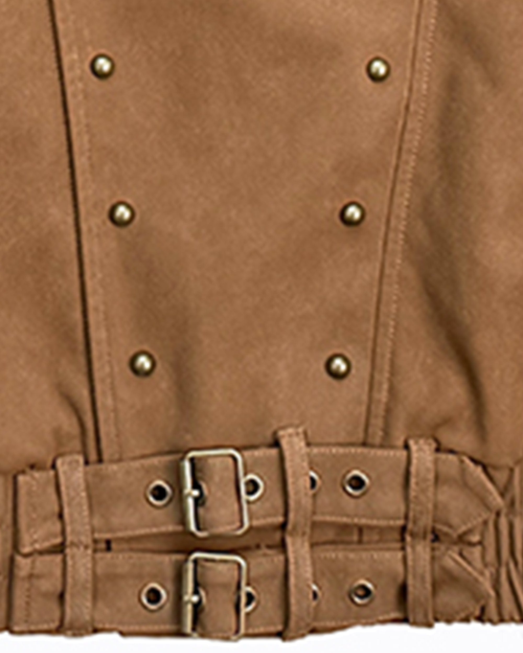 RICHILL Faux Suede Asymmetrical Zipper Rivet Jacket