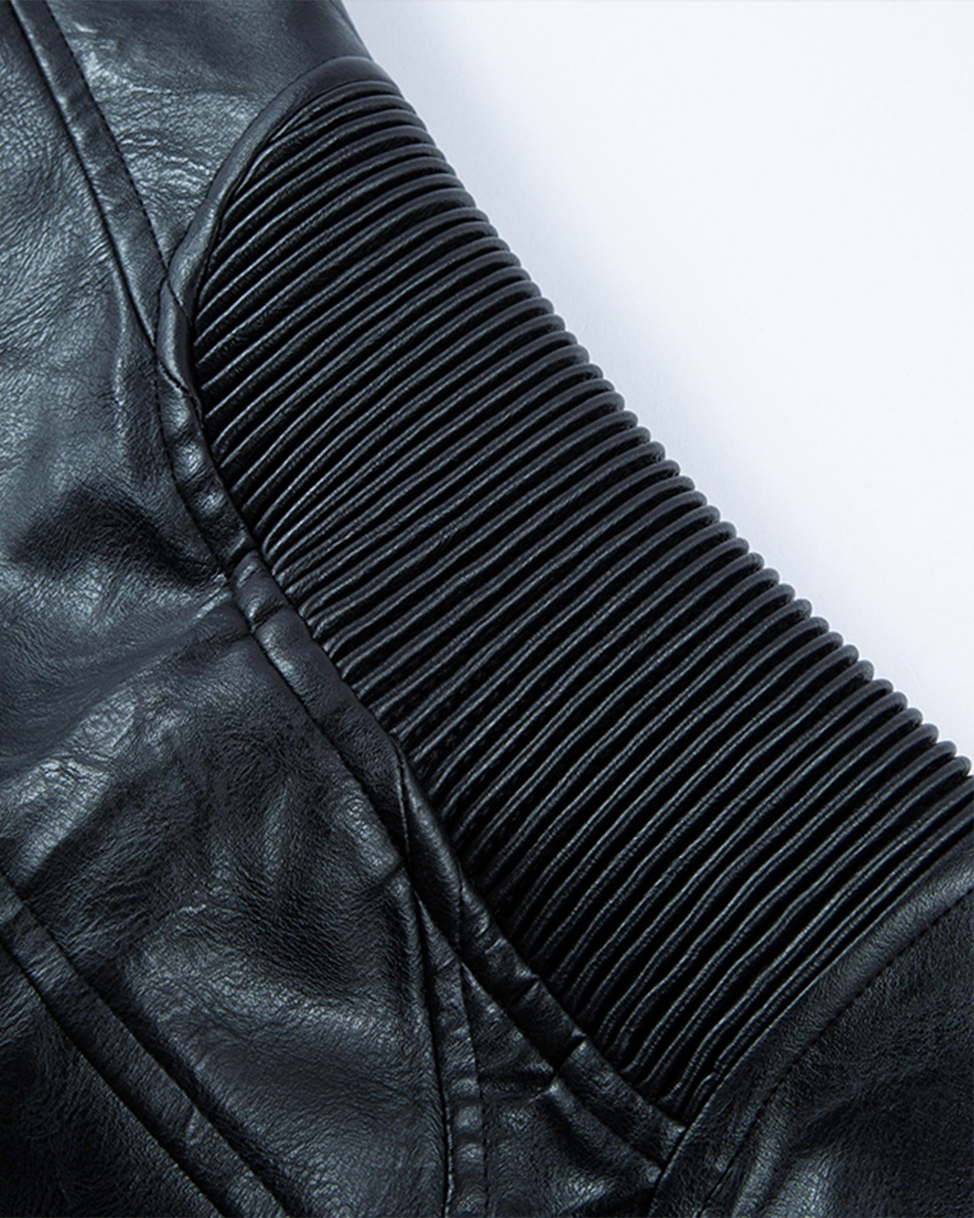 F2CE Modern Deconstructed Faux Leather Biker Jacket Black
