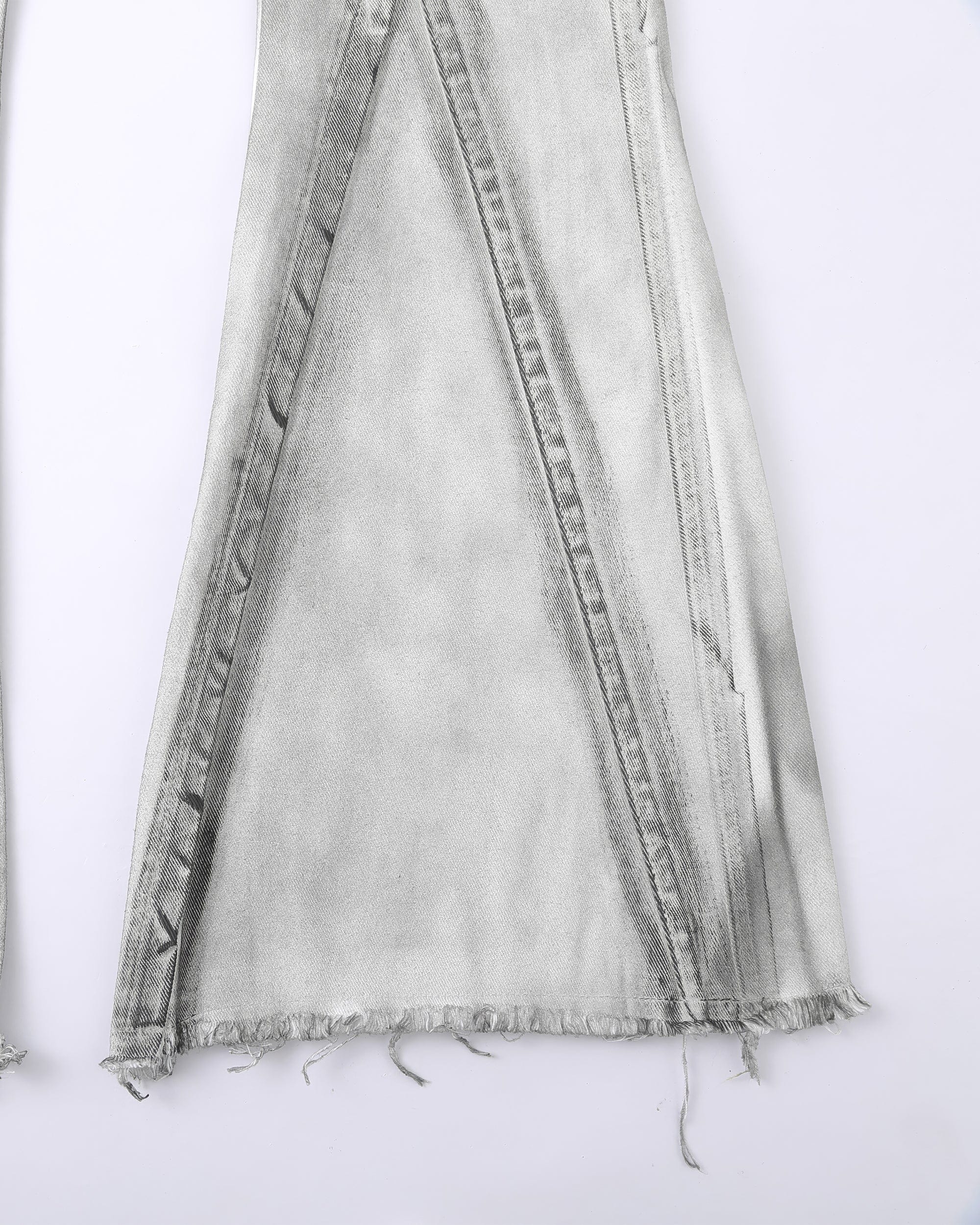 CLP Spliced Distressed Raw Edge Flared Jeans