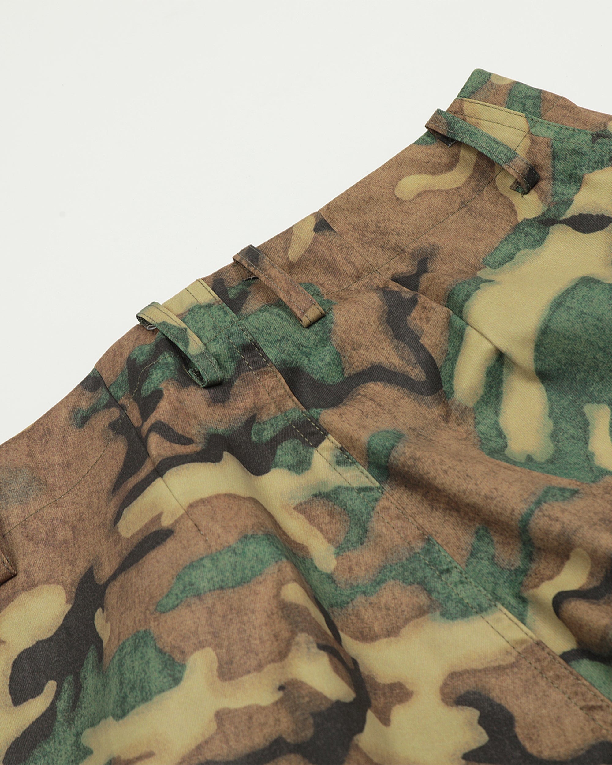 CLP Washed Crinkled Camo Cargo Shorts