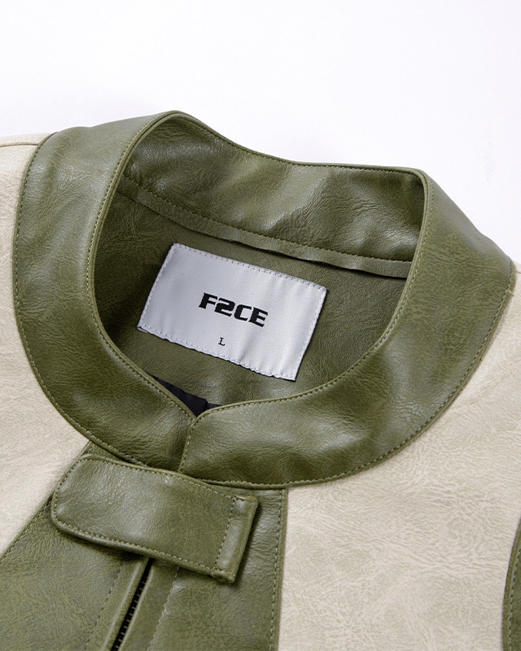 F2CE Modern Deconstructed Faux Leather Biker Jacket