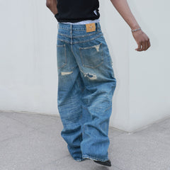 STEEPC Washed Rippled Straight-Leg Jeans