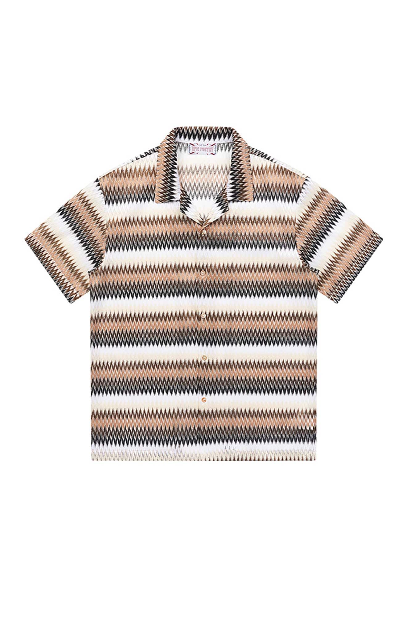 EPIC POETRY Geometric Ripple Knitted Half Shirt Brown