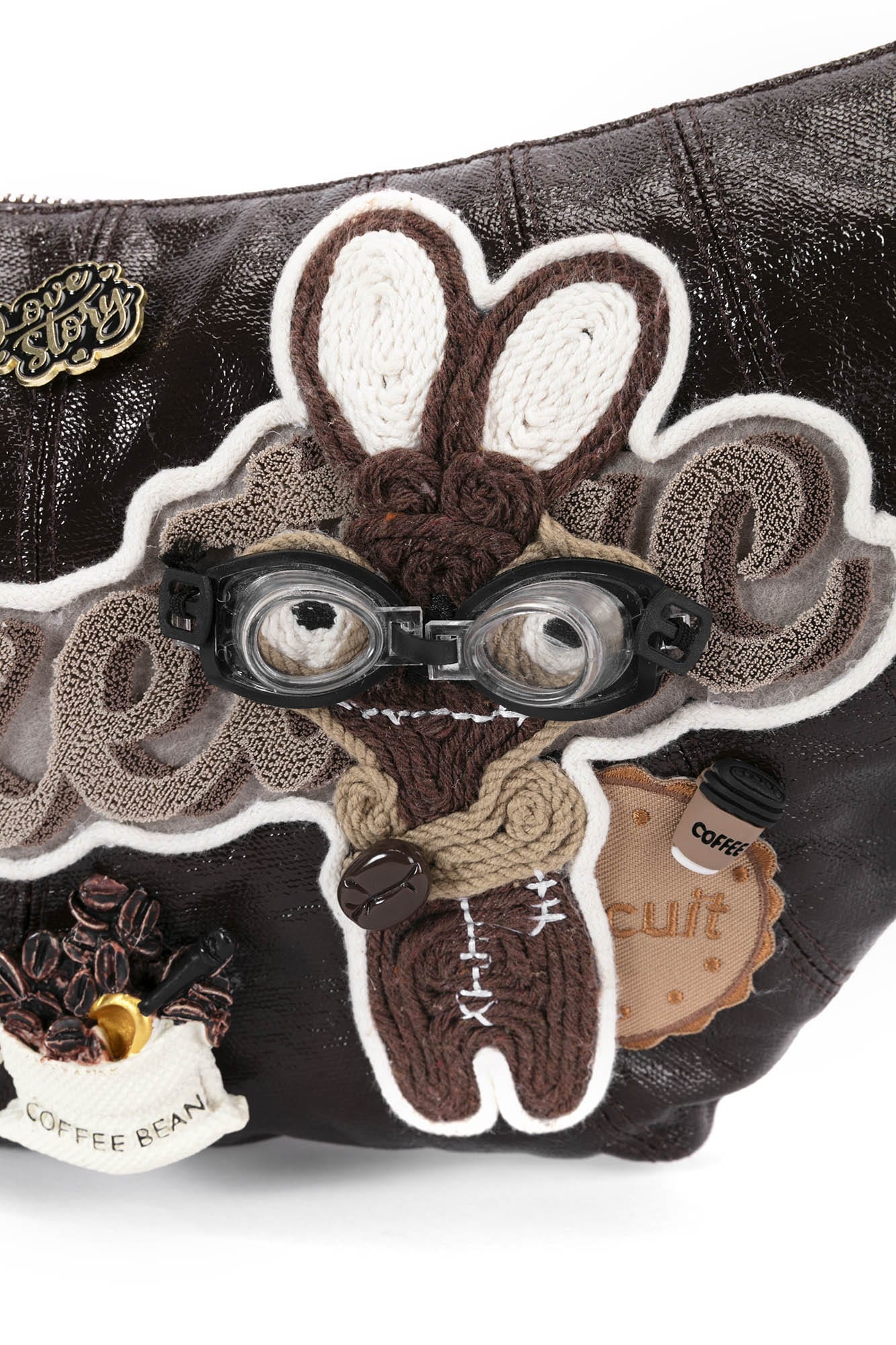 BLING BOX Mr. Bunny Café Croissant Shoulder Bag