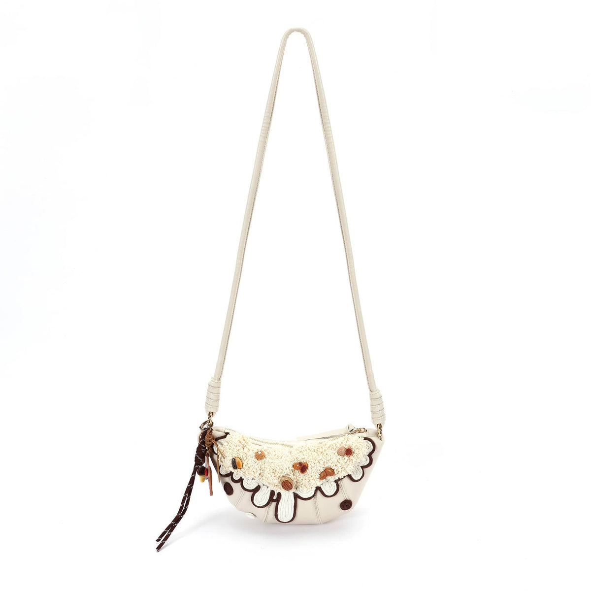 BLING BOX Cream Croissant Shoulder Bag