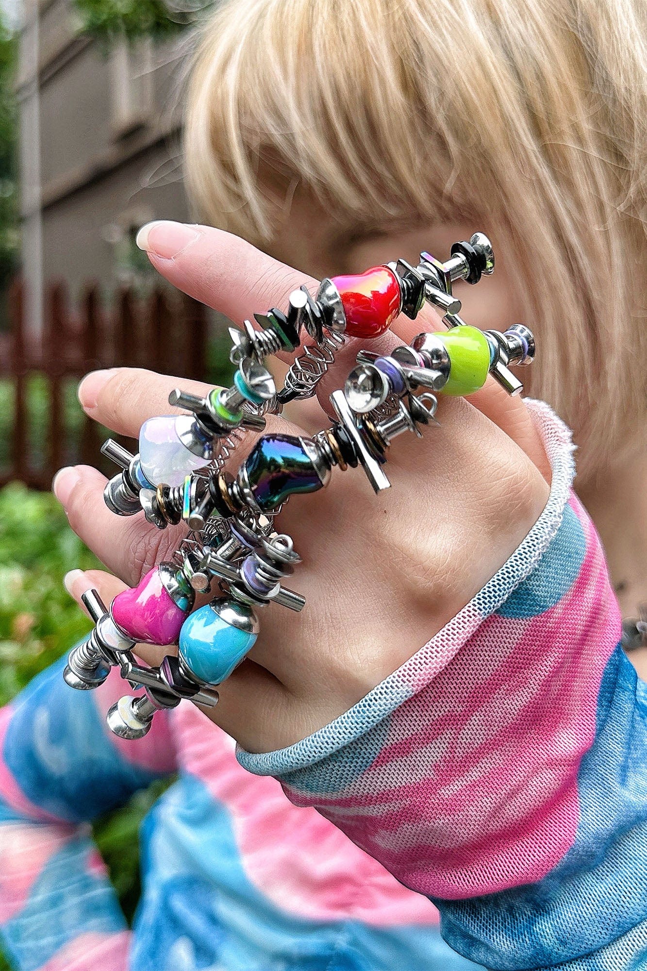 ILLUSORY Time Machine Neon Heart Spiral Coil Ring