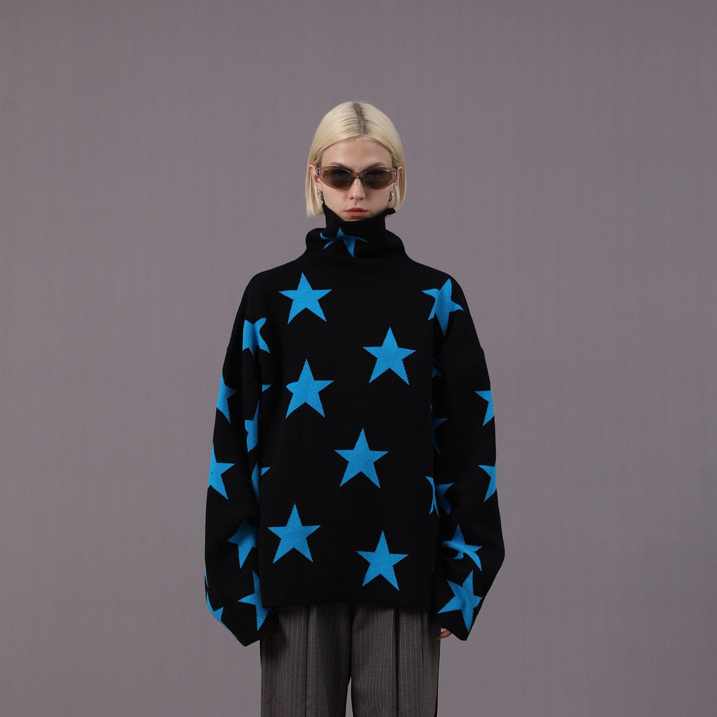 MIICHOUS Full Printed Stars Turtleneck Sweater