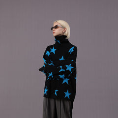 MIICHOUS Full Printed Stars Turtleneck Sweater